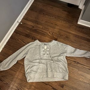Grey Crewneck with crossed/braided neck